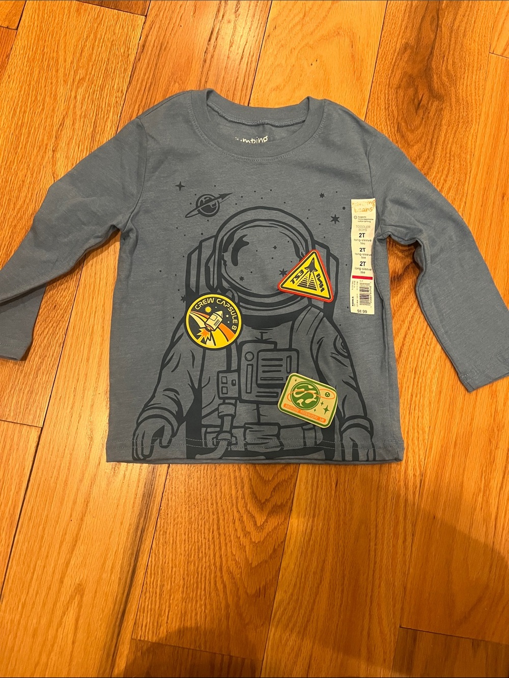Toddler Blue Gray Astronaut Graphic Long-Sleeve Tee 2T NWT